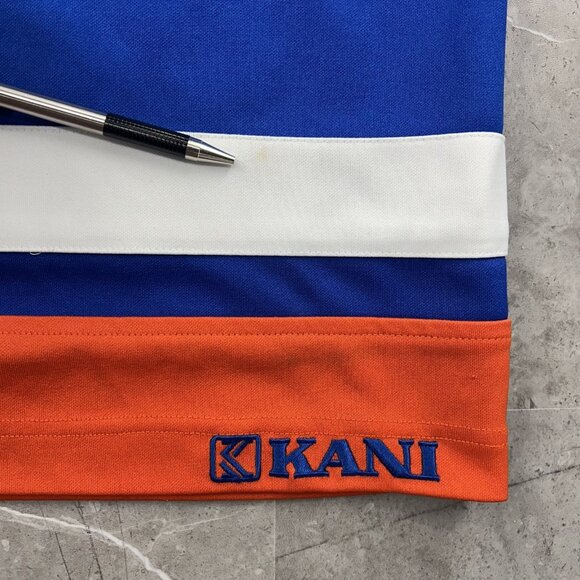 Vintage Kani Hockey Jersey Mens Large Blue Orange Hip Hop Throwback Rap Skate - Picture 11 of 16
